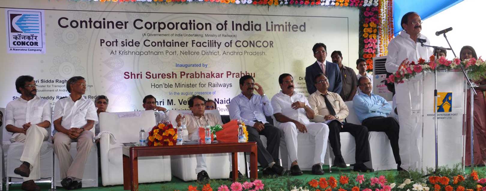 Concor opens port side container facility at Krishnapatnam Port